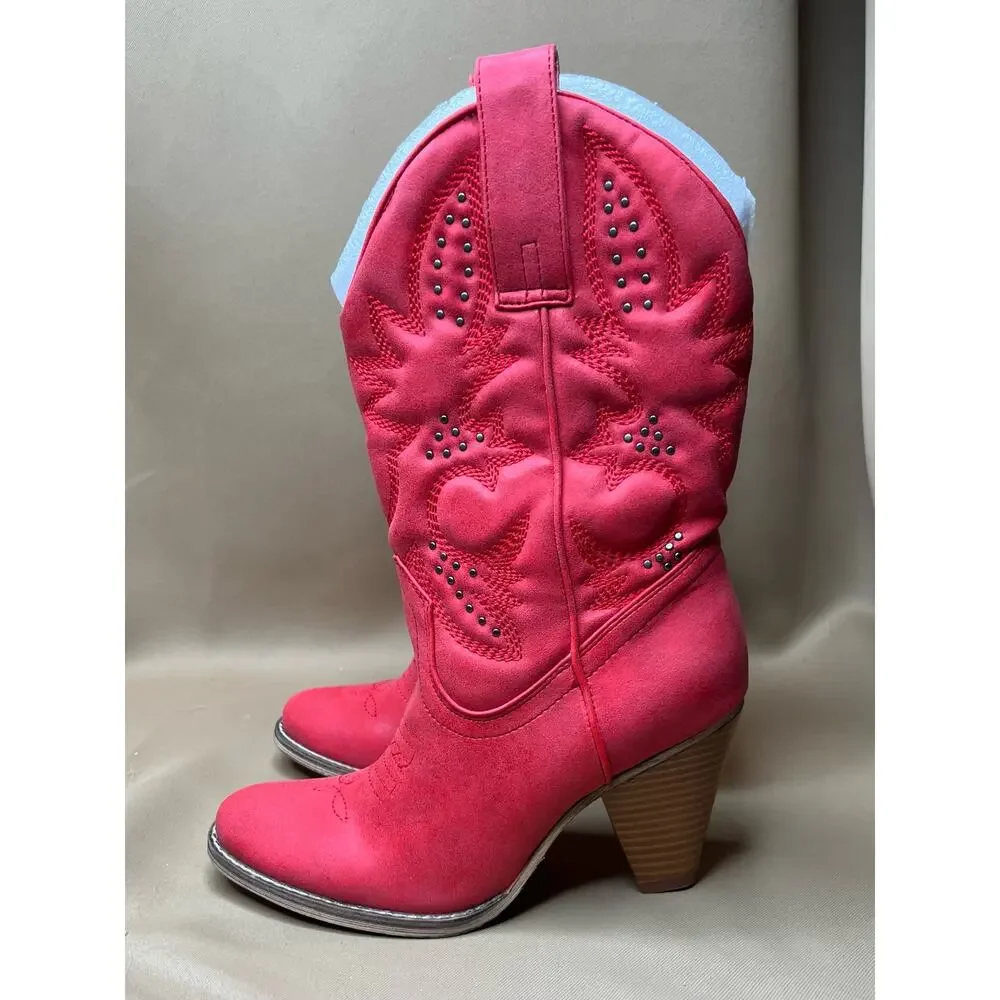 Volatile Ruby Red Denver Cowboy Boot 7 M New_3